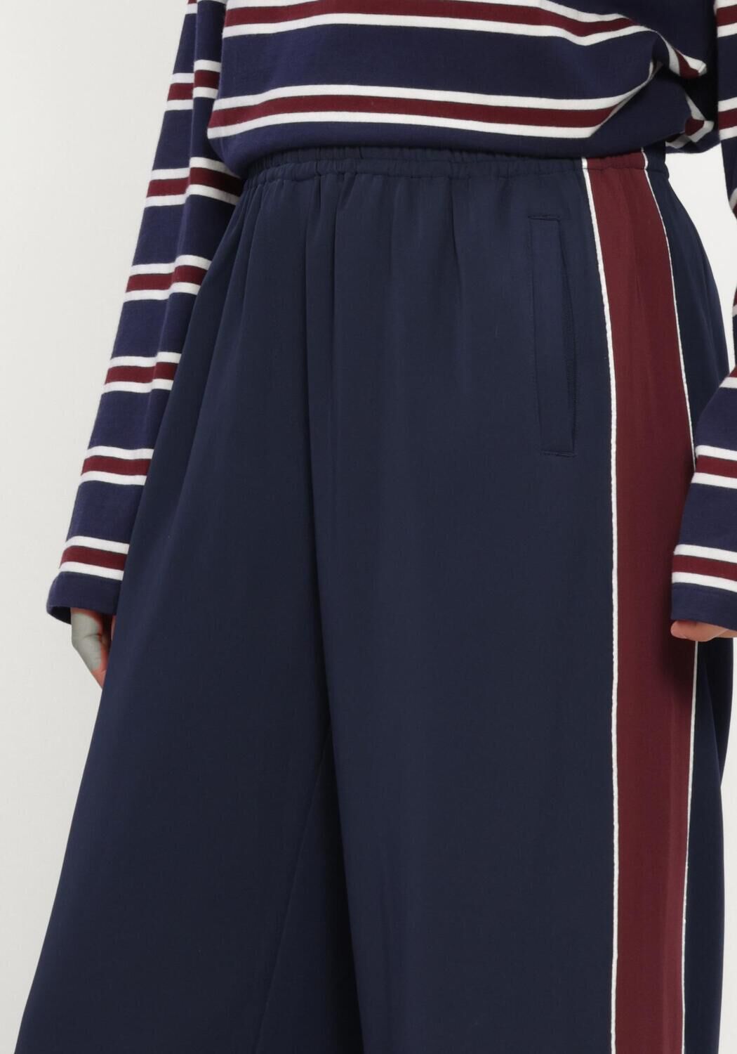 Donkerblauwe CATWALK JUNKIE Wijde broek TRACKSUIT TROUSERS WITH PIPING - large