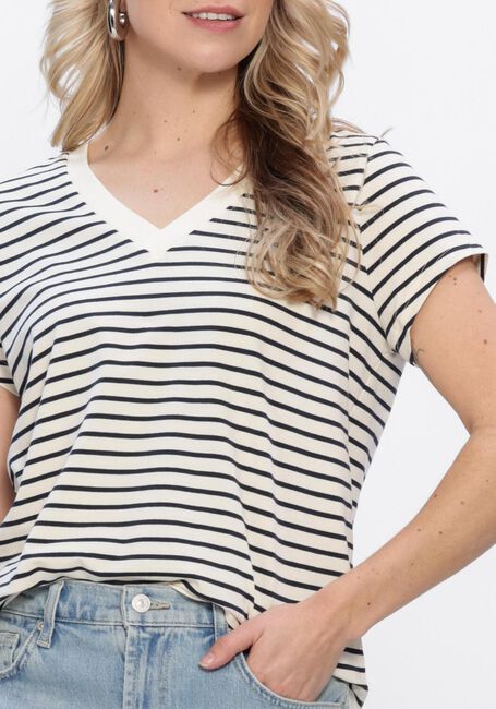 Blauwe MOS MOSH T-shirt MMKALA V-SS STRIPE TEE - large