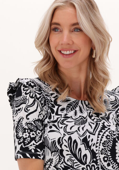 Zwarte JANSEN AMSTERDAM Top TOP WITH RUFFLE - large