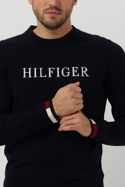 Donkerblauwe TOMMY HILFIGER Trui HILFIGER FLAG CUFF CREW NECK - large