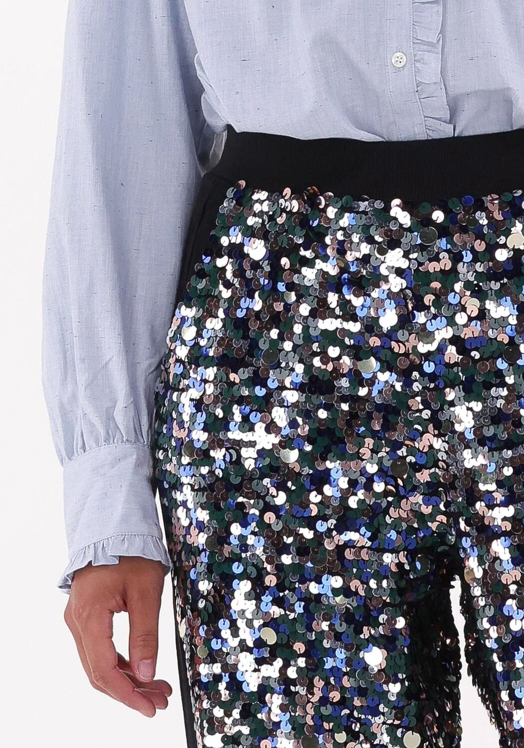 SCOTCH & SODA Dames Broeken Metallic Piece Sequin High-rise Pants Zilver