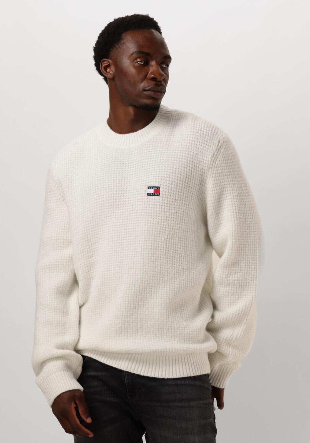 witte tommy jeans trui tjm reg waffle sweater