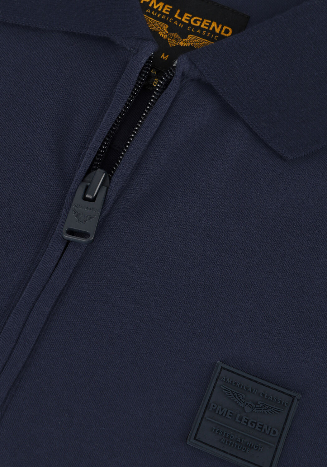 Blauwe PME LEGEND Polo SHORT SLEEVE POLO INTERLOCK MELANGE ZIP - large