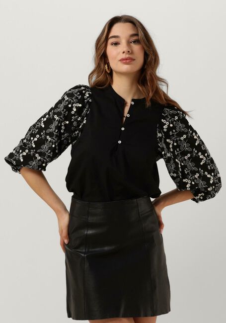Zwarte SUMMUM Blouses SHIRT COTTON EMBROIDERED - large