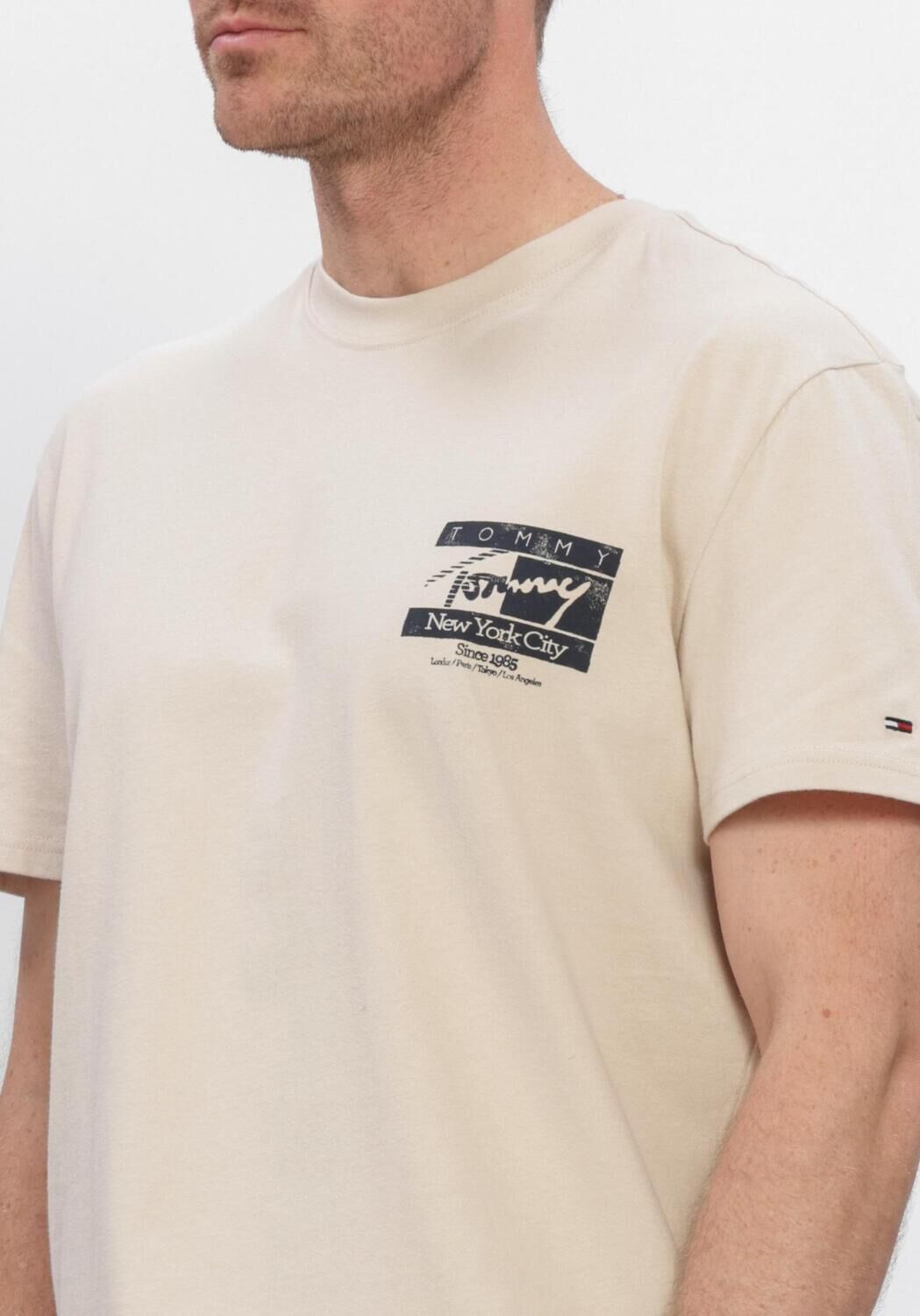 Beige TOMMY JEANS Polo TJM REG SIGN FLAG SS TEE EXT - large