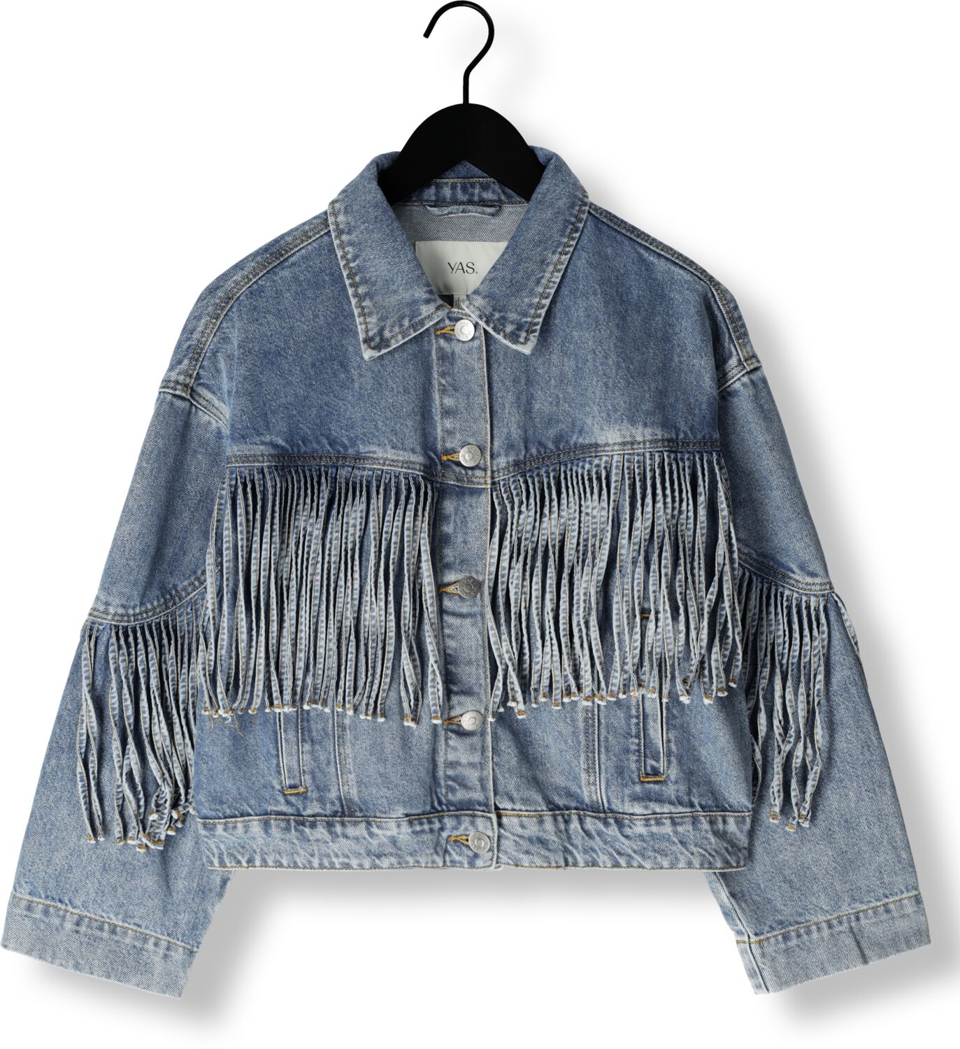 Y.A.S. Dames Jassen Yasaiko Ls Denim Fringe Jacket Blauw