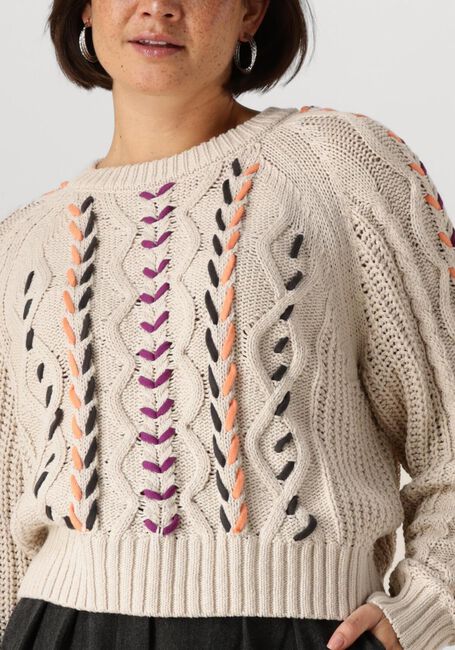 Ecru CATWALK JUNKIE Trui MULTI COLOR CABLE KNIT - large