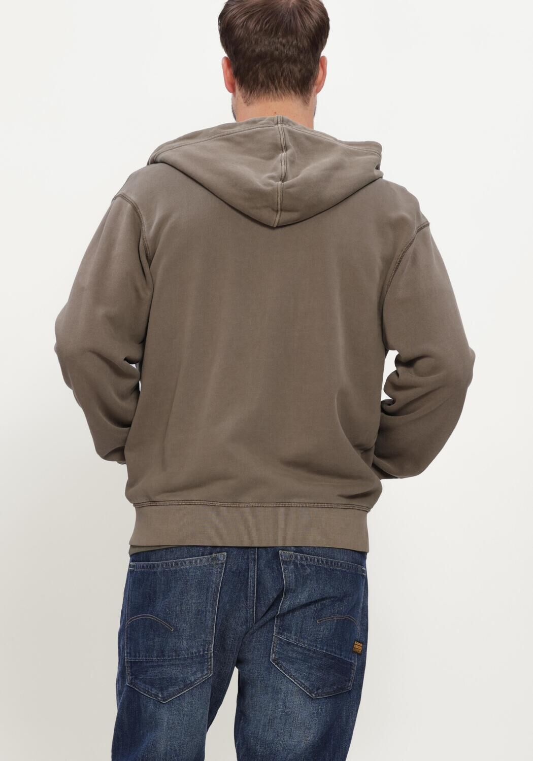 Taupe G-STAR RAW Sweater UNIT WASHED FULL ZIP HDD SW L\S - large