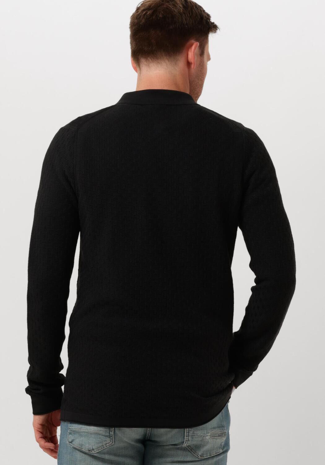 CAST IRON Heren Polo's & T-shirts Long Sleeve Polo Cotton Modal Zwart