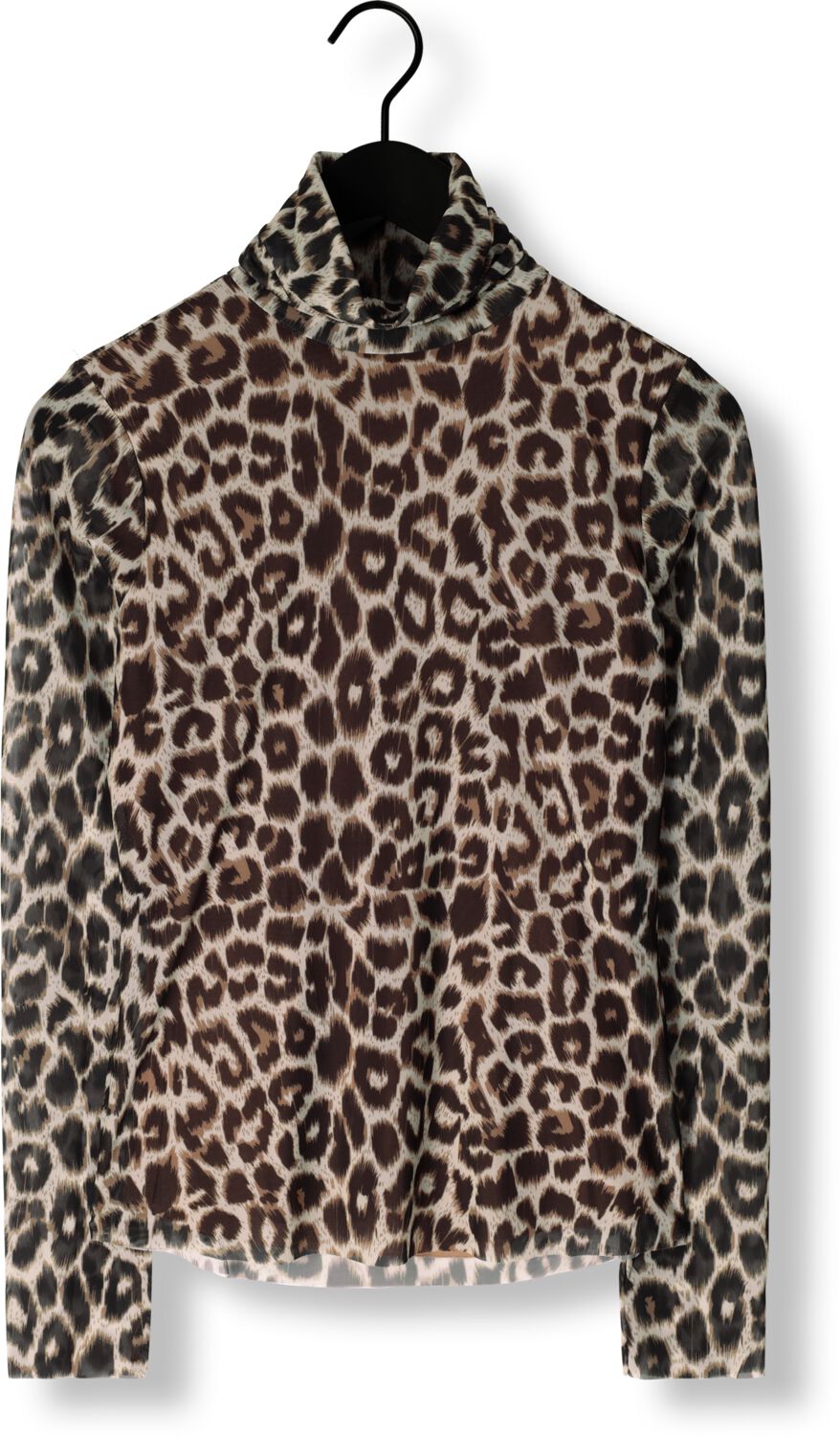 CATWALK JUNKIE Dames Tops & T-shirts Mesh Turtle Neck Leopard Long Sleeve Bruin