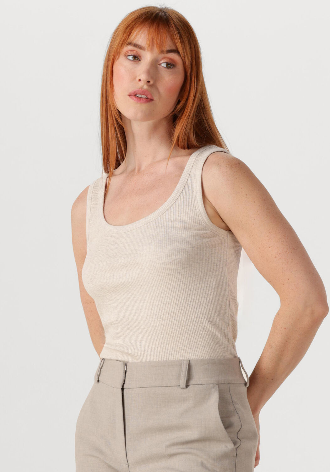 SELECTED FEMME Dames Tops & T-shirts Slfanna U-neck Tank Top Beige
