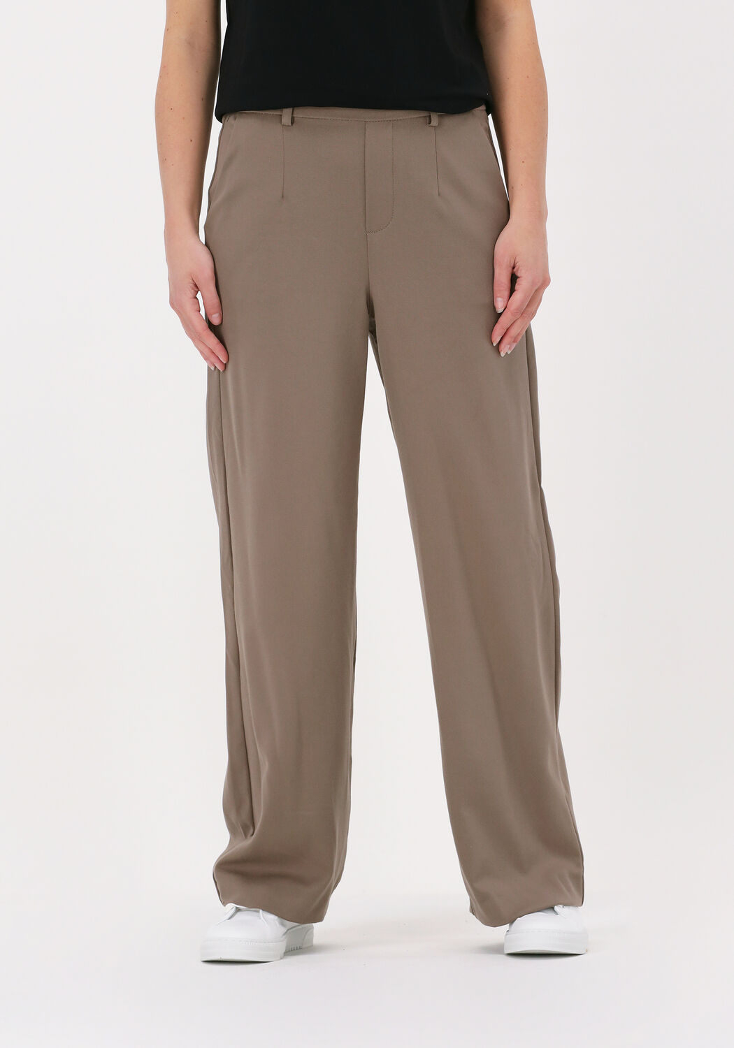 Taupe OBJECT Wijde broek OBJLISA MW WIDE PANT NOOS Omoda