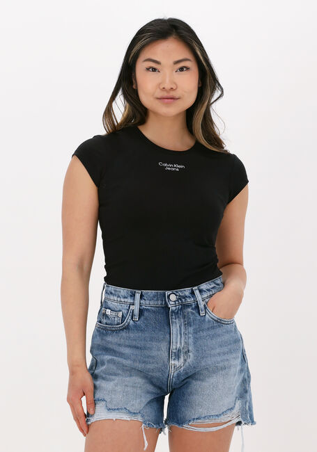 Zwarte CALVIN KLEIN T-shirt STACKED LOGO TIGHT TEE - large
