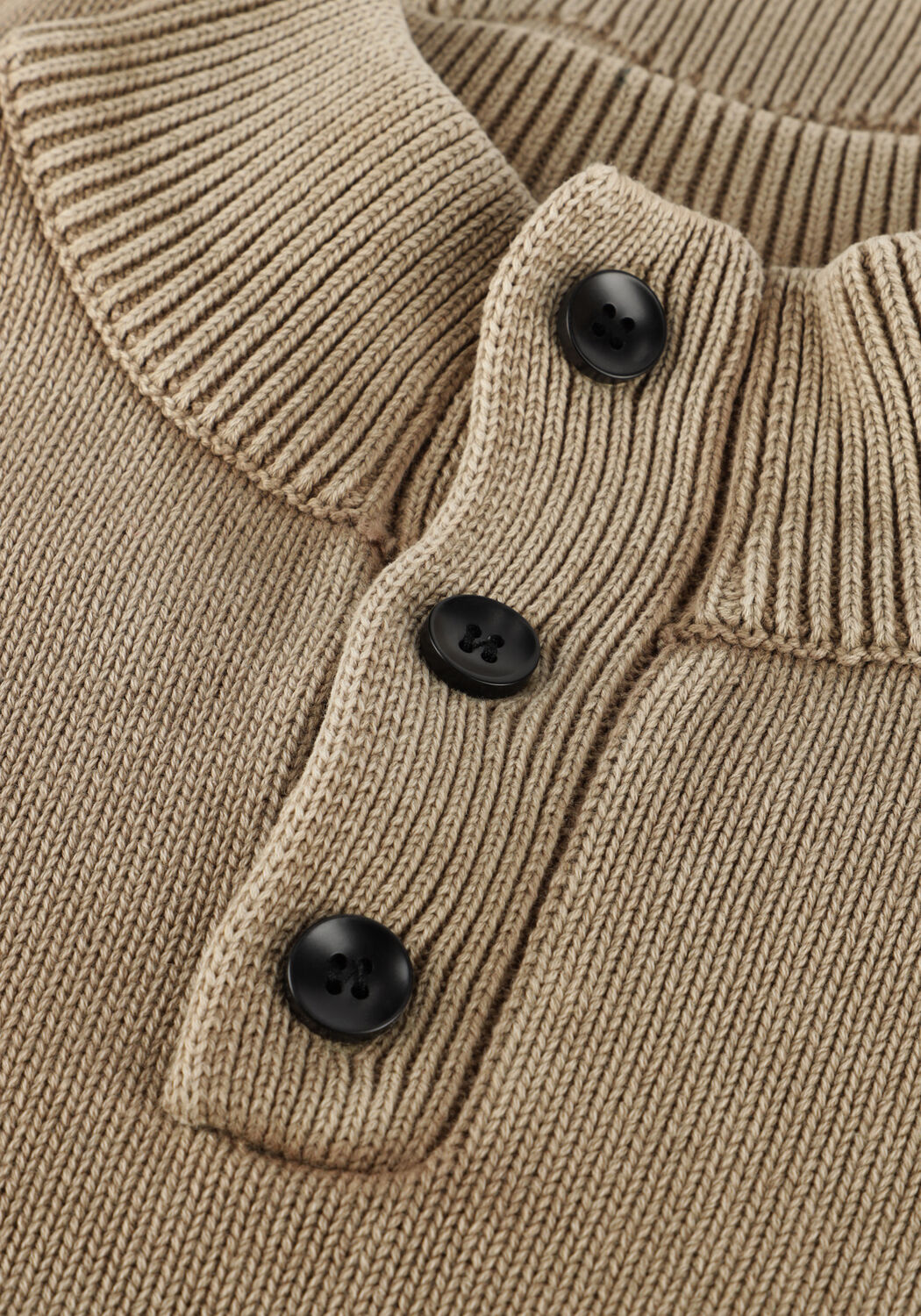 Beige INDIAN BLUE JEANS Trui KNITTED COL BUTTONS WASHED - large