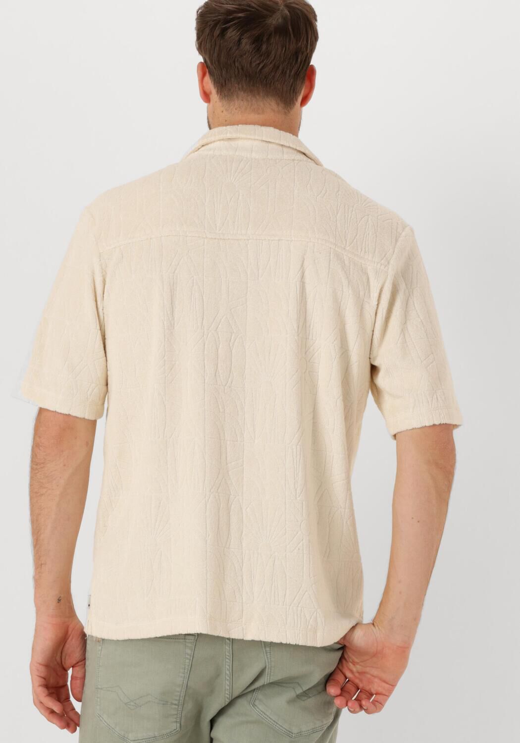 SHIWI Heren Overhemden Men Ted Short Sleeve Geo Sun Beige