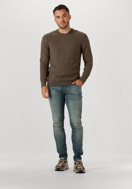 Bruine CAST IRON Trui REGULAR FIT COTTON STRETCH STRUCTURE - large