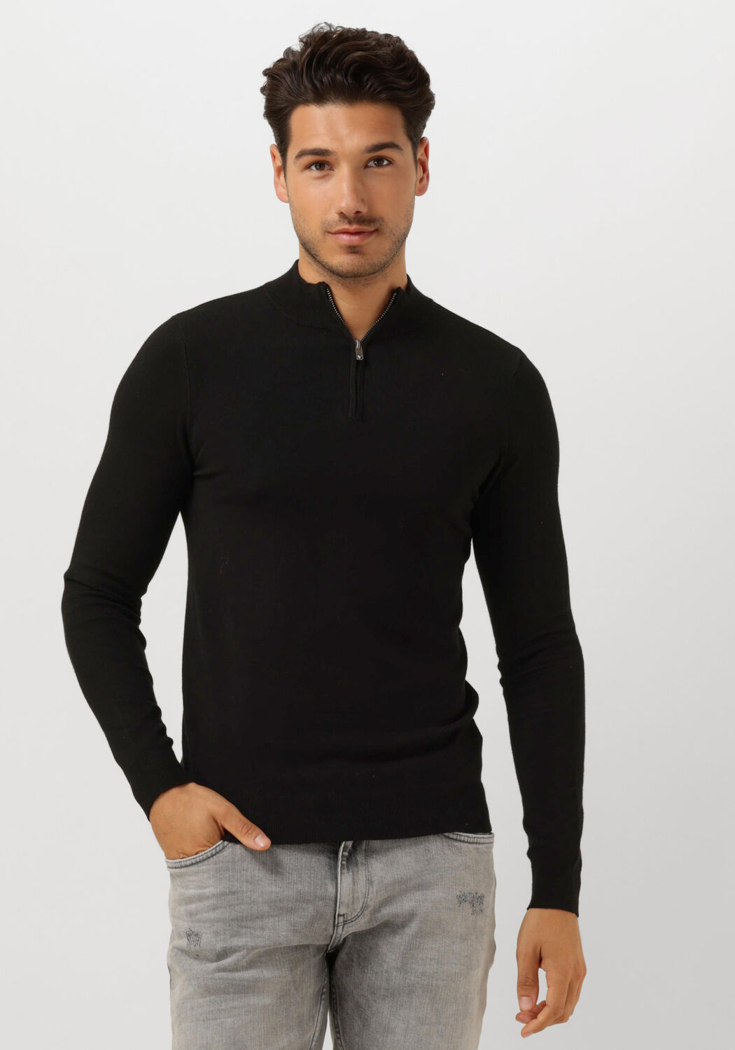PURE PATH Heren Truien & Vesten Essential Knit Halfzip Sweater Zwart