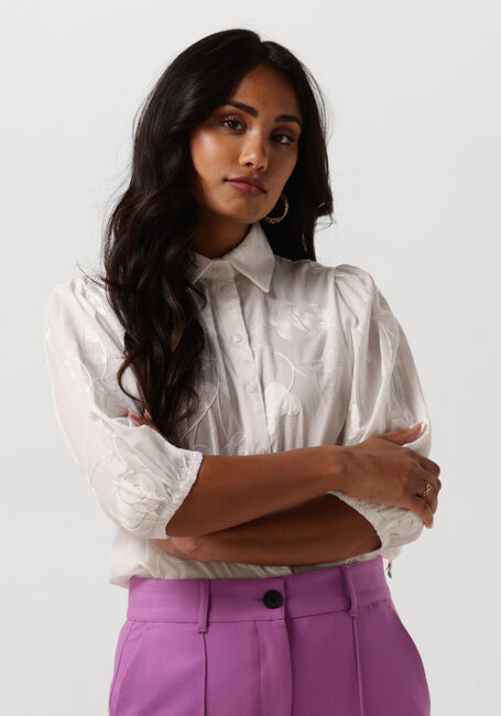 Gebroken wit JANSEN AMSTERDAM Blouses WFE722 EMBROIDERED BLOUSE 3/4 PUFFED SLEEVE - large