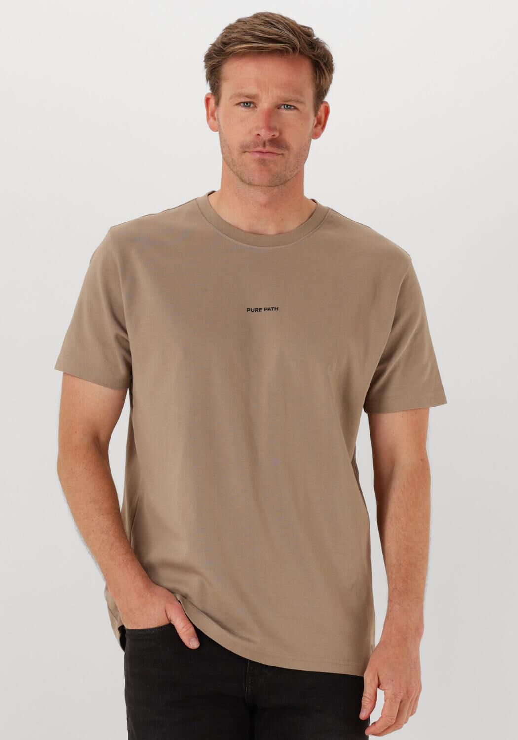 PURE PATH Heren Polo's & T-shirts Regular Fit T-shirts Beige