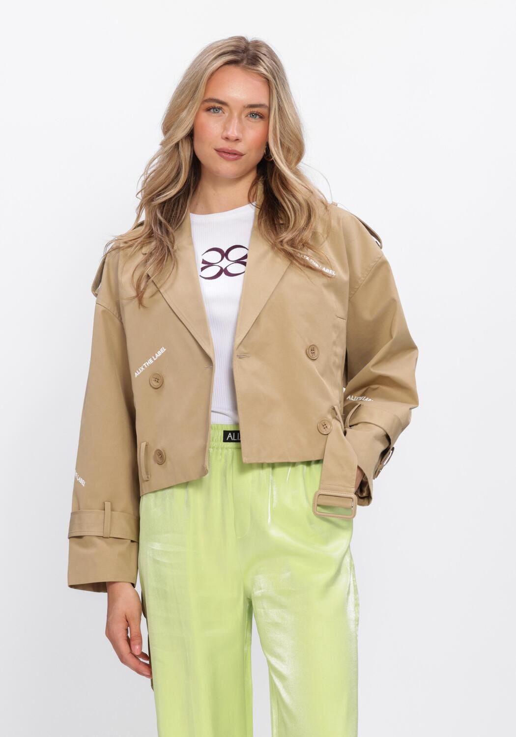 Camel ALIX THE LABEL Trenchcoats LADIES WOVEN SHORT ALIX TRENCH COAT - large