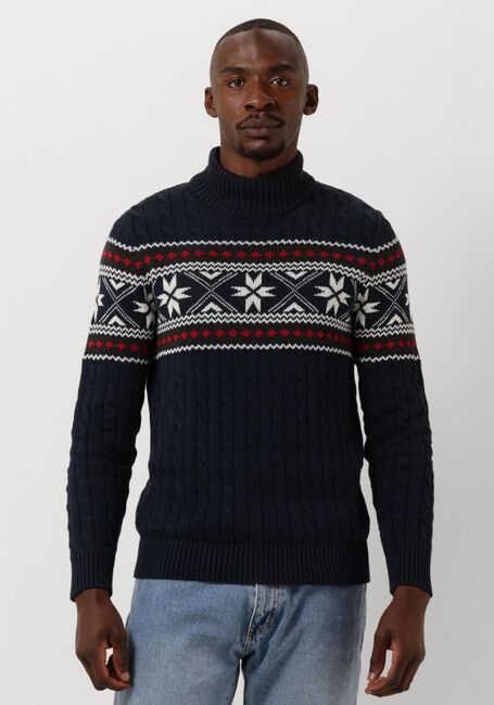 Blauwe SELECTED HOMME Coltrui SLHFLAKE LS KNIT CABLE HIGH NE - large
