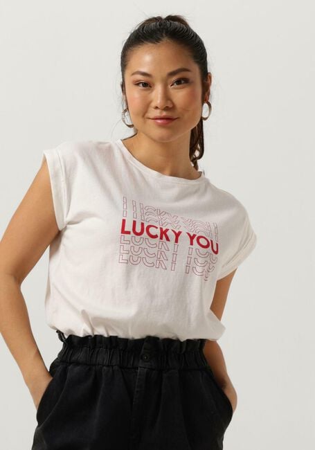 Witte BY-BAR T-shirt THELMA LUCKY YOU TOP - large