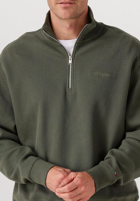 Groene TOMMY JEANS Trui TJM RLX WAFFLE SCRIPT QRTR ZIP - large