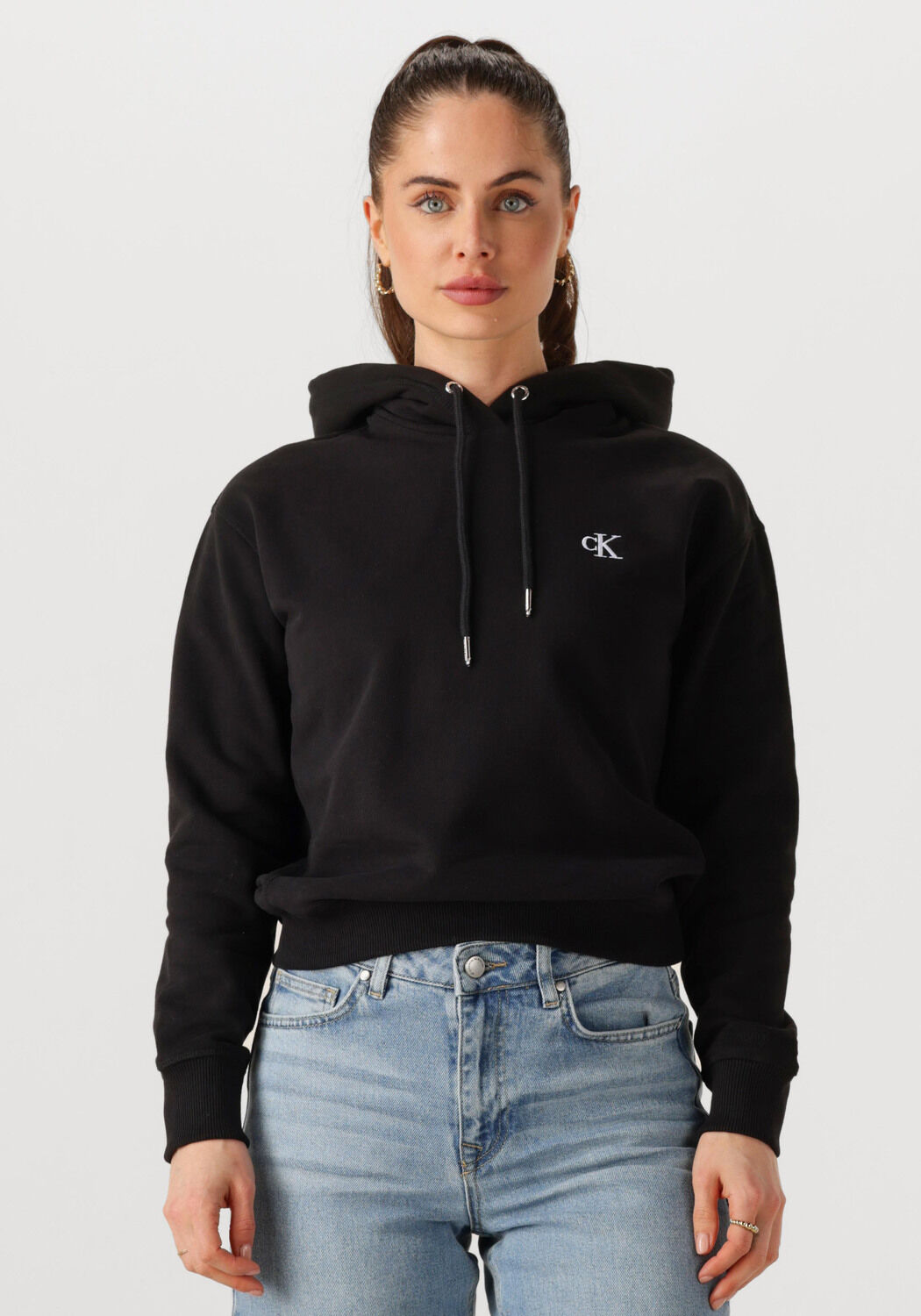 Zwarte CALVIN KLEIN Sweaters CK EMBROIDERY HOODIE | Omoda
