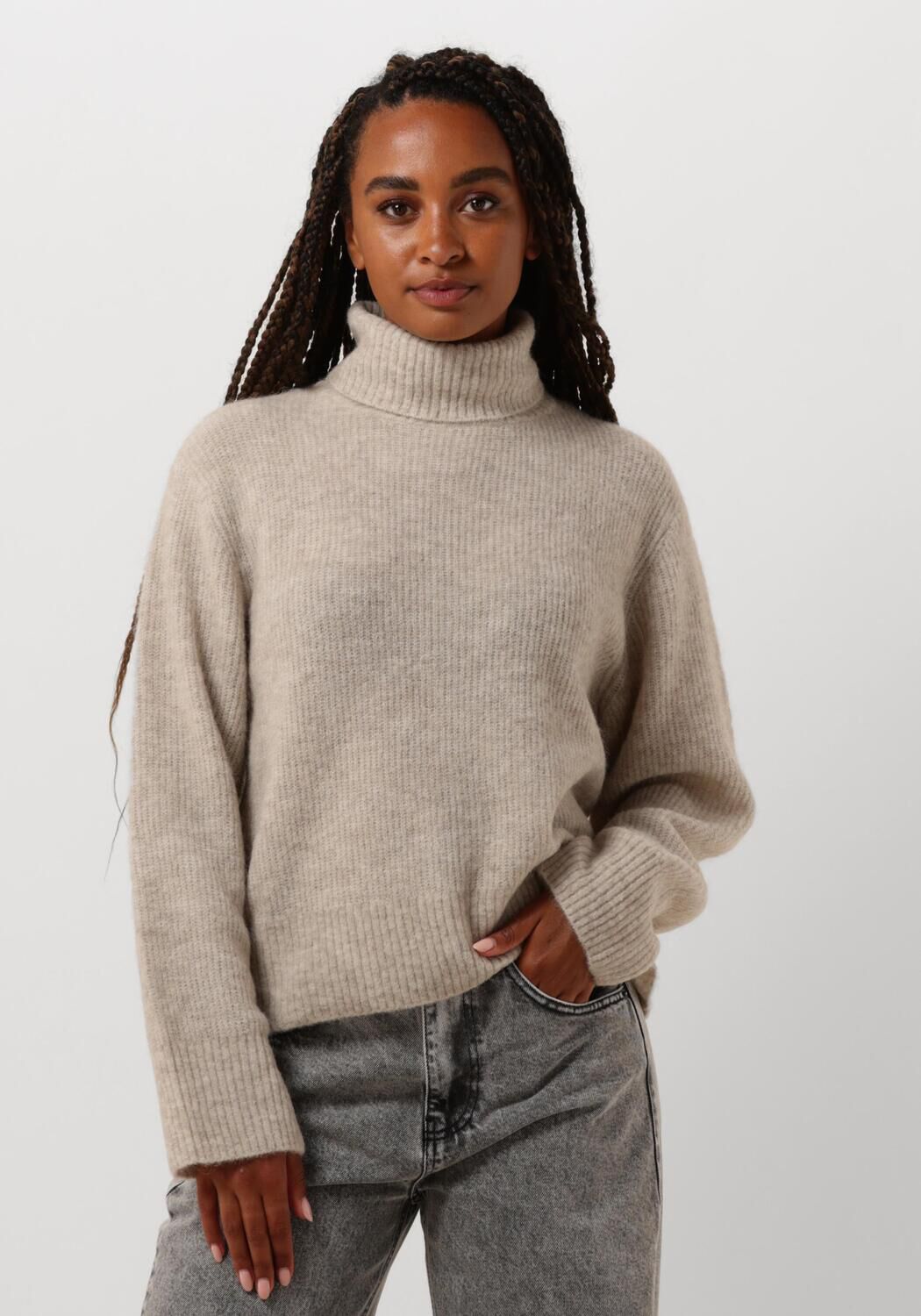 MOS MOSH Dames Truien & Vesten Aidy Thora Rollneck Knit Beige