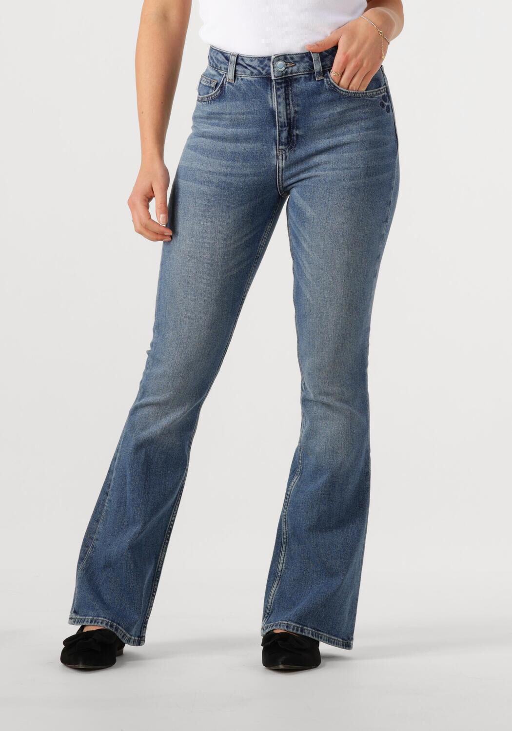 Fabienne Chapot high waist flared jeans medium blue denim