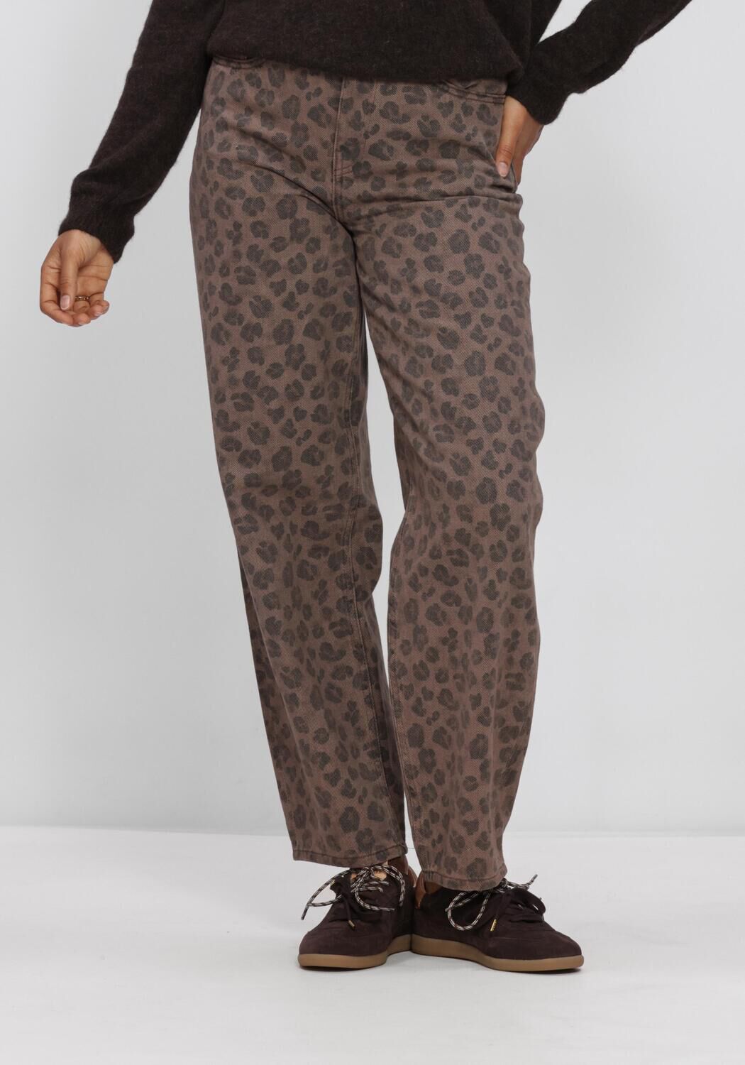 Bruine BY-BAR Wijde broek LEW CHEETAH CHOCOLATE PANTS - large