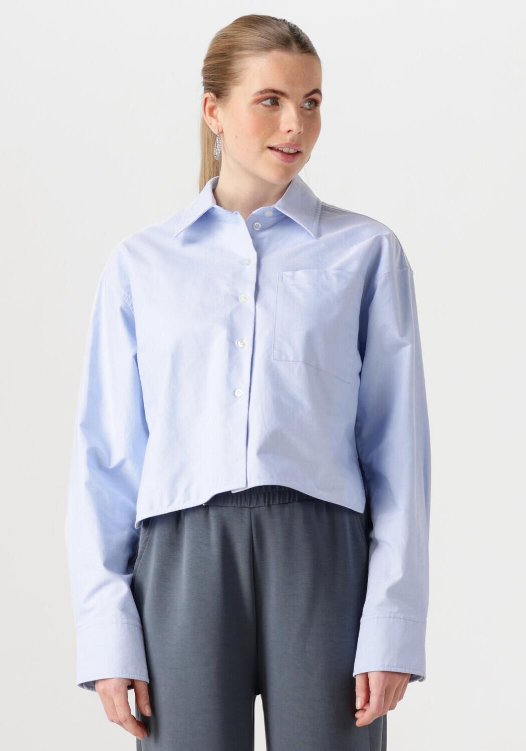 SECOND FEMALE Dames Blouses Baulo Cropped Shirt Lichtblauw