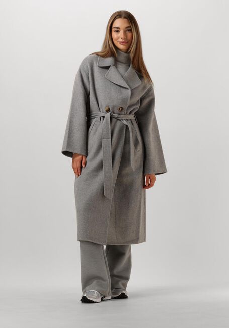 Grijze SUMMUM Mantel LONG COAT WOOL CLASSIC - large
