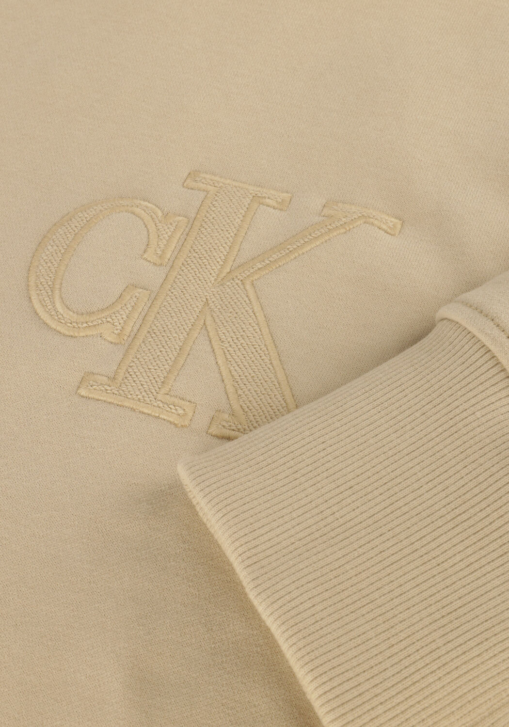 Khaki CALVIN KLEIN Sweater CK APPLIQUE CREW NECK - large