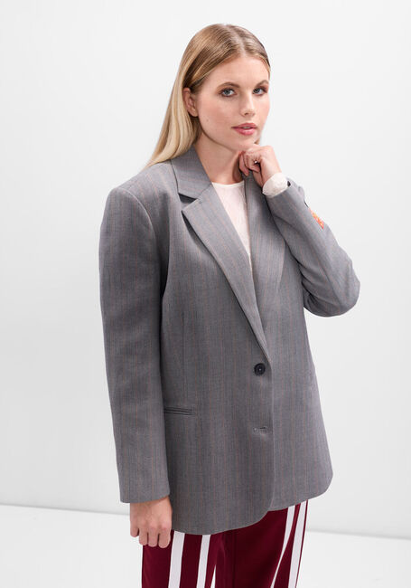 Grijze ALIX THE LABEL Blazer LADIES WOVEN CLASSY GRANDAD BLAZER - large