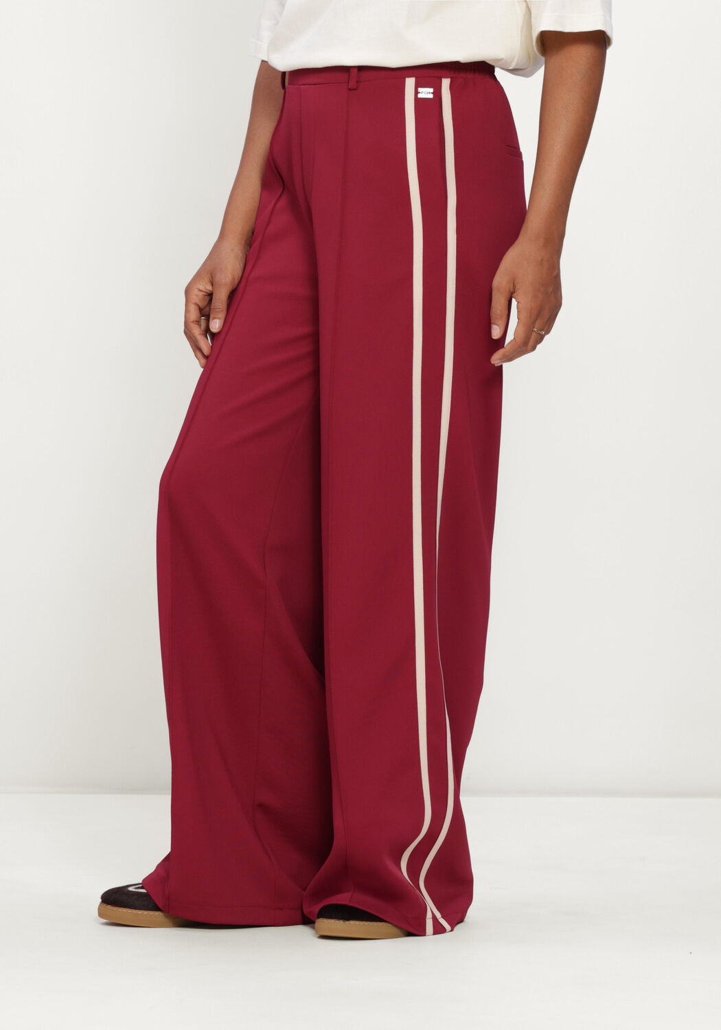 Bordeaux POM AMSTERDAM Wijde broek NORA BURGUNDY RED - large