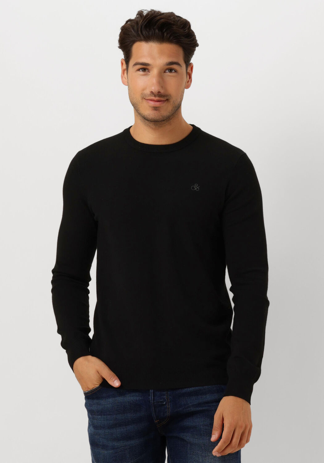 SCOTCH & SODA Heren Truien & Vesten Viscose Pullover Crewneck Zwart