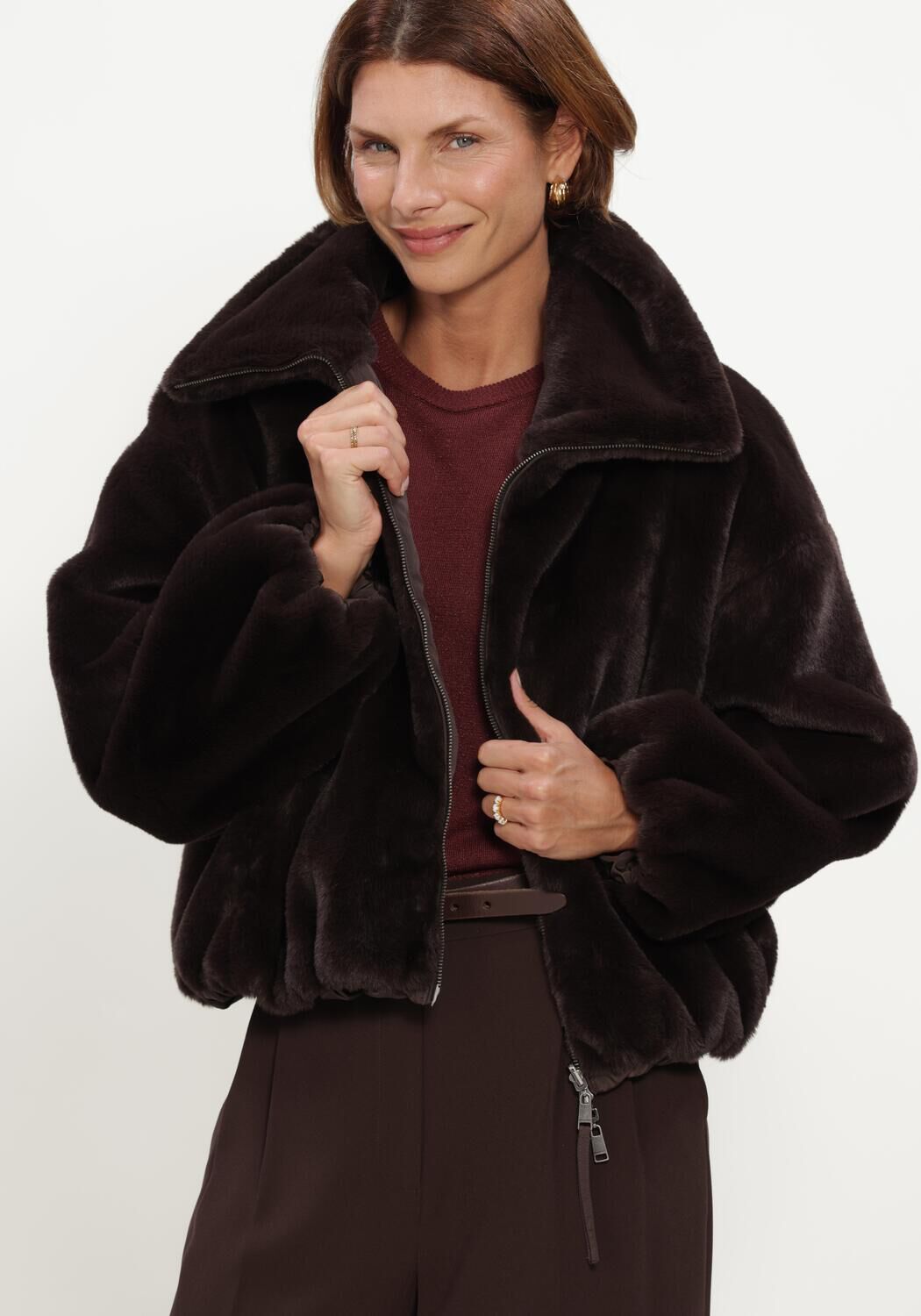 Bruine BEAUMONT Faux fur jas MAXIE JACKET - large