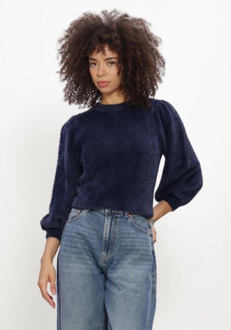 Donkerblauwe CATWALK JUNKIE Trui FUZZY PUFF SLEEVE KNIT - large