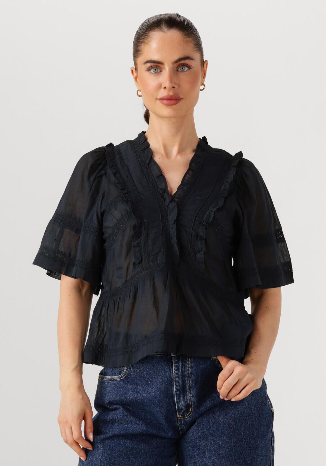 NEO NOIR Dames Blouses Evienne S Voile Top Donkerblauw