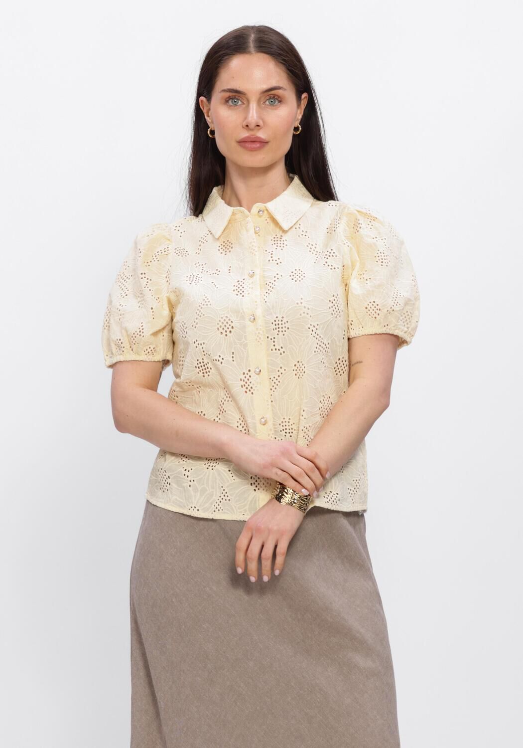 Gele FREEBIRD Blouses WV-FLOWER-EMBRO-26-1 - large