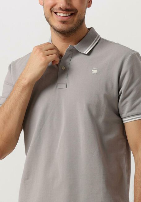 Lichtgrijze G-STAR RAW Polo DUNDA SLIM STRIPE POLO S/S - large