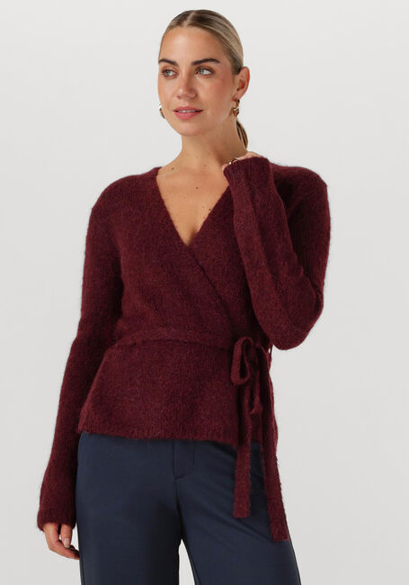 Bordeaux SELECTED WOMEN Trui SLFGABELLA LS KNIT BELT CARDIGAN - large