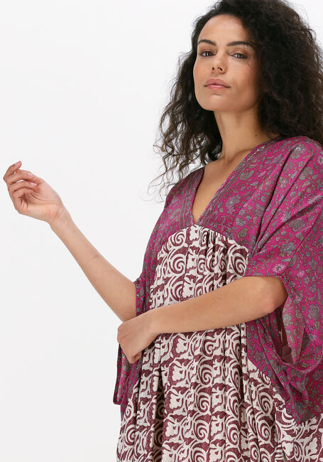 Paarse SISSEL EDELBO Midi jurk MADONNA MIX CAFTAN - large