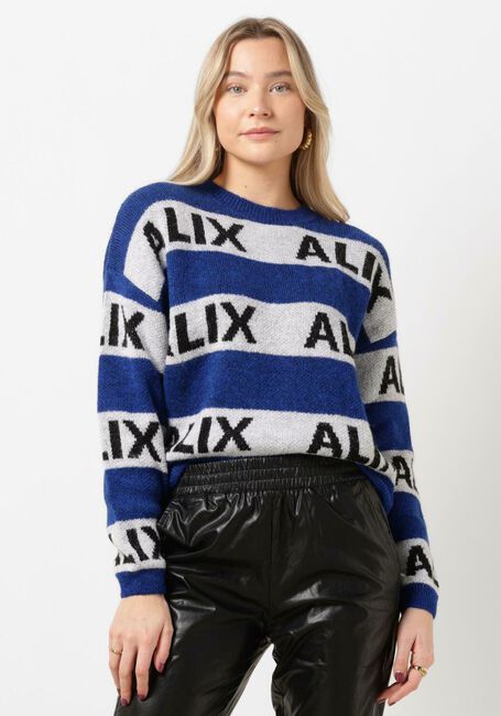Blauwe ALIX THE LABEL Sweater LADIES KNITTED ALIX STRIPE PULLOVER - large