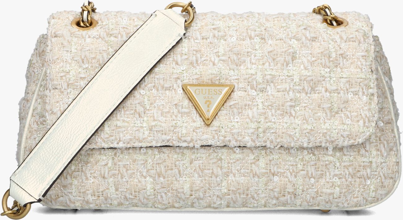 Guess Giully 2 Compartment Convertible Flap Bag In Light Beige