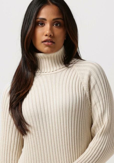 Beige Y.A.S. Midi jurk YASMAVI KNIT MIDI ROLLNECK DRESS - large