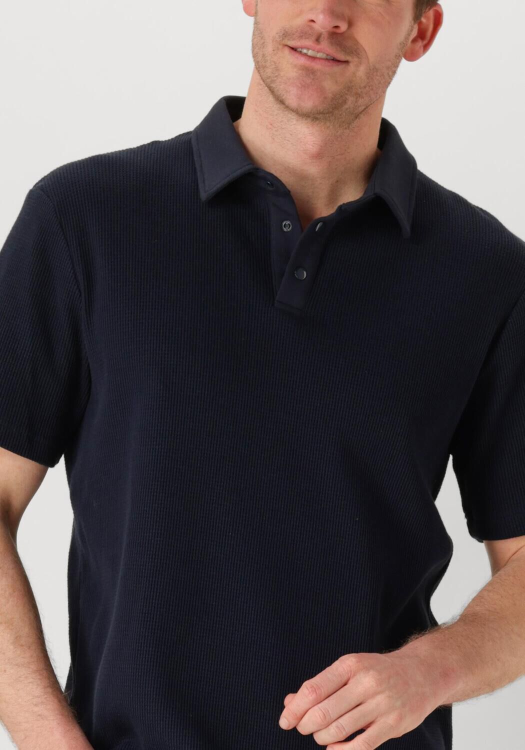 ANERKJENDT Heren Polo's & T-shirts Akkiki Waffle Polo Tee Donkerblauw