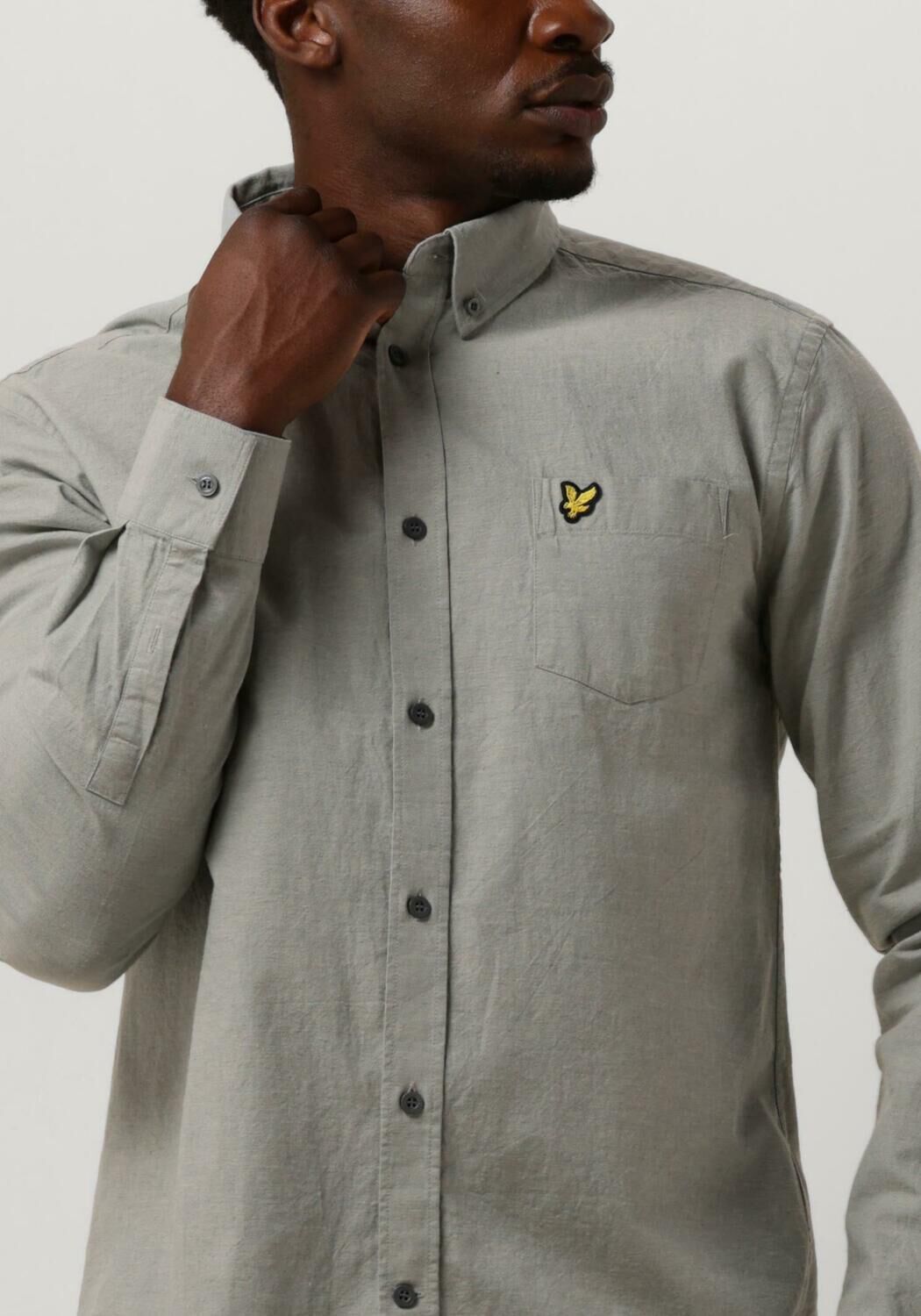 LYLE & SCOTT Heren Overhemden Cotton Linen Button Down Shirt Blauw