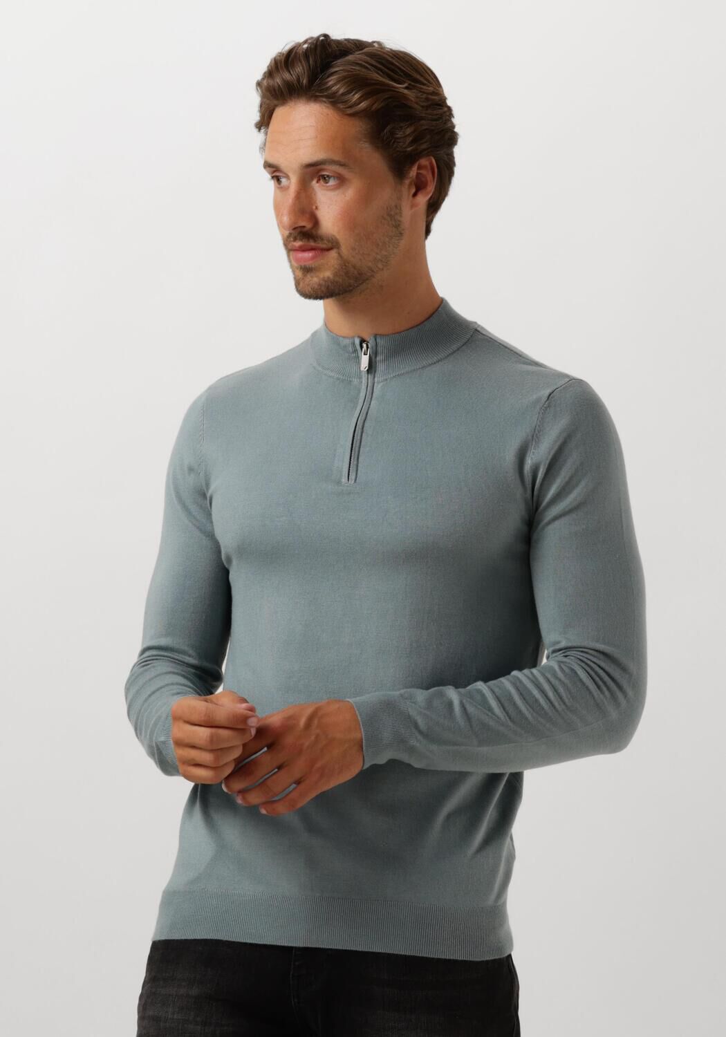PURE PATH Heren Truien & Vesten Regular Fit Knitwear Halfzip803 Blauw